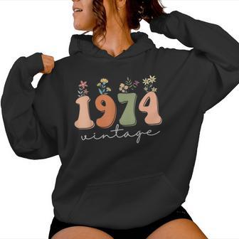 Vintage 1974 Wildflowers 49 Years Old 49Th Birthday Women Women Hoodie - Thegiftio UK