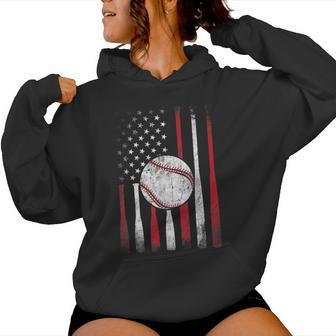 Vintage American Flag Baseball Team For Boys Girls Women Women Hoodie - Seseable