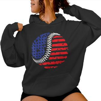Vintage Baseball American Flag For Boys Girls Women Women Hoodie - Monsterry AU