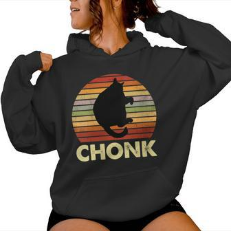 Vintage Cat Chonk For Fluffiest Cat Lover Parent Women Hoodie - Monsterry