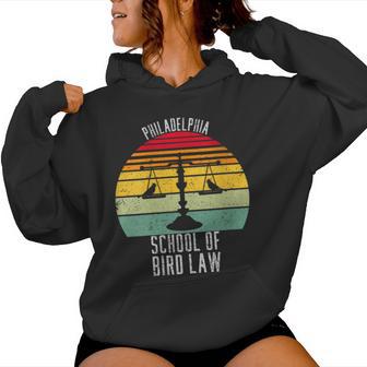 Vintage Distress Sunset Philadelphia School Of Bird Law Women Hoodie - Monsterry