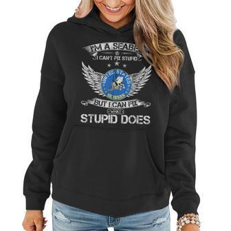 Vintage I'm A Us Seabee Veteran I Can Fix What Stupid Does Women Hoodie - Monsterry AU