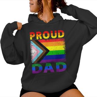 Vintage Lgbtq Rainbow Flag Proud Ally Pride Dad Women Hoodie - Thegiftio UK