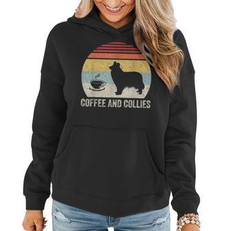Vintage Retro Coffee And Collies Rough Collie Border Collie Women Hoodie - Monsterry