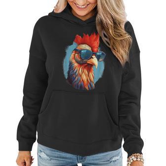 Vintage Rooster Chicken Sunglasses Women Hoodie - Monsterry