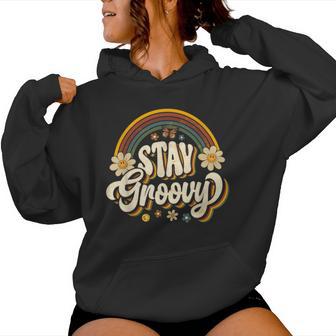 Vintage Stay A Groovy 60S 70S Peace Positive Mind Hippie Women Hoodie - Thegiftio UK