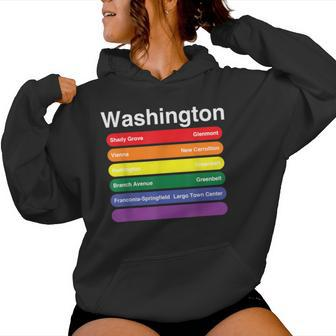 Washington Dc Pride Rainbow Flag Color Metro Train Lines Women Hoodie - Monsterry AU
