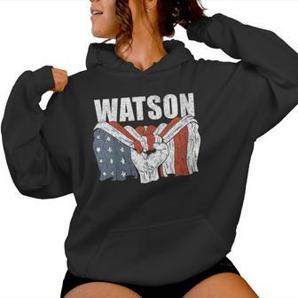 Watson Last Name Family Matching Retro American Flag Women Hoodie - Seseable