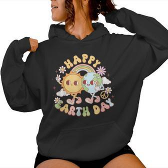 Wave Groovy Happy Earth Day 2024 Make Earth Day Every Day Women Hoodie - Seseable