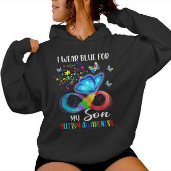 I Wear Blue For My Son Autism Awareness Mom Dad Women Hoodie - Seseable