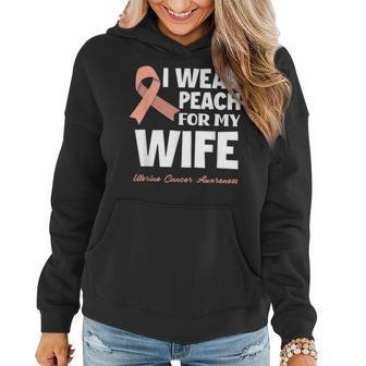 I Wear Peach For My Wife Uterine Cancer Awareness Women Hoodie - Monsterry