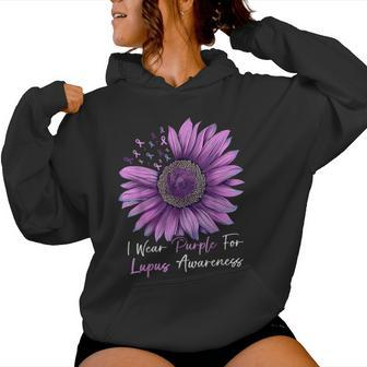 I Wear Purple For Lupus Awareness Sunflower Women Hoodie | Mazezy AU