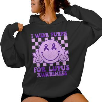 I Wear Purple For Lupus Awareness Purple Lupus Women Hoodie - Seseable