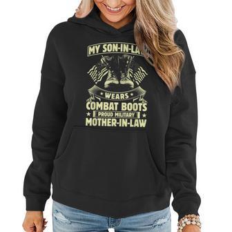 Wears Combat Boot Proud Military Mother In Law Son In Law Women Hoodie - Monsterry DE