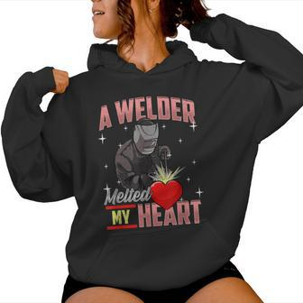 Welder Wife A Welder Melted My Heart Welder Girlfriend Women Hoodie - Monsterry AU