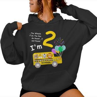 Wheels On The Bus 2 Years Old Birthday Party Boy Girl Family Women Hoodie - Seseable