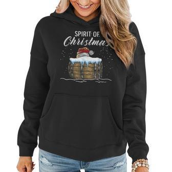 Whiskey Spirit Christmas Barrel Santa Hat Women Hoodie - Seseable