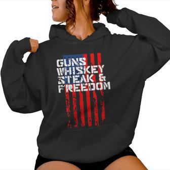 Whiskey Steak And Freedom Usa Flag Women Hoodie - Monsterry CA