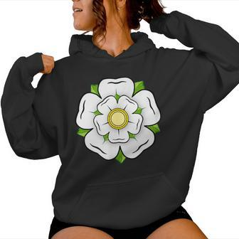 White Rose Of York Flower English Flag Heraldy Yorkshire Women Hoodie - Thegiftio UK