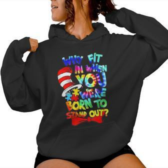 Why Fit In Doctor Teacher Cat In Hat Cool Autism Awareness Women Hoodie | Mazezy