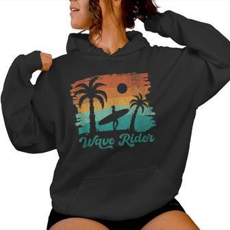 Woman Surfing Beach Wave Rider Retro Vintage Sunset Cute Women Hoodie - Monsterry UK