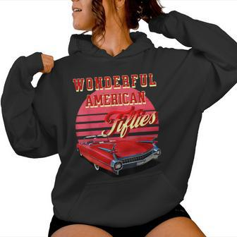 Wonderful American Fifties Retro Sunset 50S Vintage Car Women Hoodie - Monsterry AU