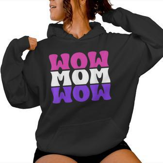 Wow Mom Wow Cute Mirrored Mother's Day Best Mom Mama Women Hoodie | Mazezy AU