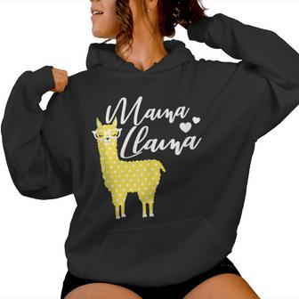 Yellow Polka Dot Mama Llama Cool Mama Llama Fun Mama Llama Women Hoodie - Monsterry