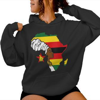 Zimbabwe Zimbabwean Flag Africa Map Ethnic Black Woman Women Hoodie - Thegiftio UK