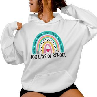 100Th Day Of School Teacher 100 Days Smarter Rainbow Women Hoodie - Thegiftio UK