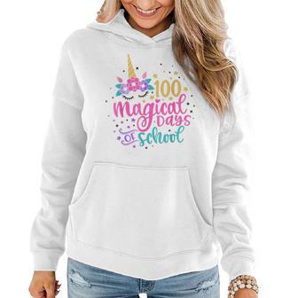 100Th Day Of School Unicorn 100 Magical Days Teacher Girls Women Hoodie - Monsterry DE