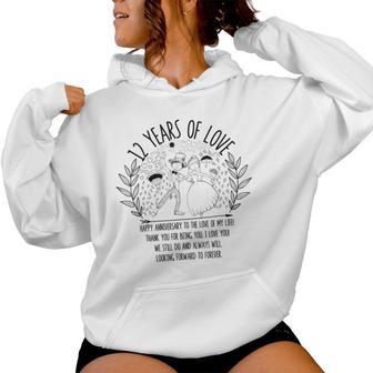 12Th Wedding Anniversary For Her Wife Him 12 Years Of Love Women Hoodie - Thegiftio UK