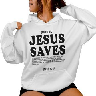 Aesthetic Jesus Christian Bible Verse Jesus Saves Back Women Hoodie - Seseable
