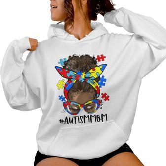 African Black Autism Mom Afro Mother Autism Awareness Women Hoodie - Seseable