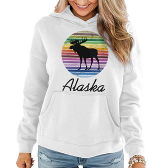 Alaska With Silhouette Of Alaskan Moose Women Hoodie - Monsterry UK