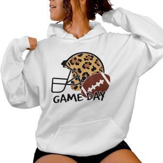 American Football Game Day Leopard Helmet For Girl Women Hoodie - Monsterry UK