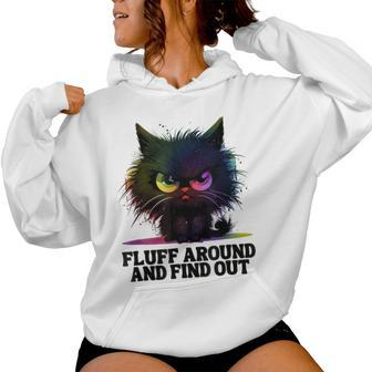 Angry Black Tie Dye Cat Fluff Around And Find Out Women Women Hoodie - Seseable