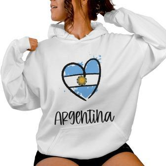 Argentina Heart Flag Cool America Spanish Argentinian Women Hoodie - Monsterry DE