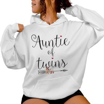 Auntie Of Twins Newborn Baby Reveal Twin Girls Boys Women Hoodie - Monsterry