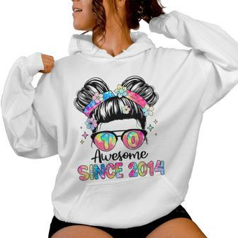 Awesome Since 2014 10 Year Old Tie Dye 10Th Birthday Girl Women Hoodie - Seseable