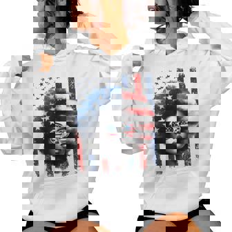 Black African American Patriotic Messy Bun 4Th Of July Women Hoodie - Thegiftio