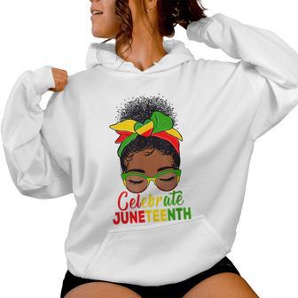 Black Messy Bun Junenth Celebrate Indepedence Day Women Hoodie - Thegiftio UK
