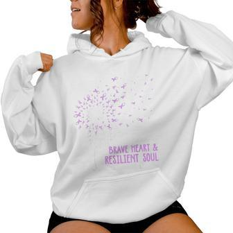 I Have A Brave Heart & Resilient Soul Dandelion Purple Up Women Hoodie - Monsterry UK