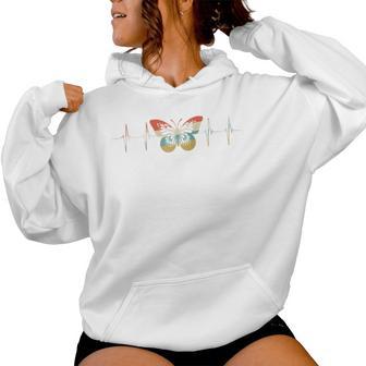 Butterfly Watching Heartbeat Retro Ecg Ekg Women Hoodie - Monsterry AU