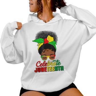 Celebrate Junenth Black Messy Bun 1865 Emancipation Women Hoodie - Monsterry CA