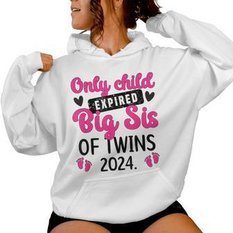 Only Child Promoted To Big Sister Of Twins 2024 Women Hoodie - Seseable