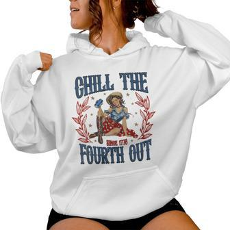 Chill The Fourth Out 4Th Of July Patriotic Retro Cowboys Women Hoodie - Monsterry