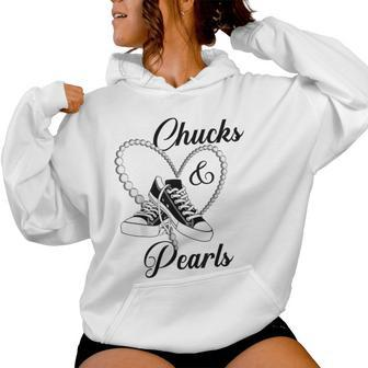 Chucks And Pearls Black 2023 For And Women Hoodie - Thegiftio UK