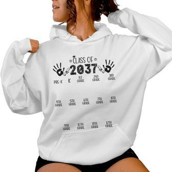 Class Of 2037 Grow With Me Pre-K To 12Th Grade Handprint Women Hoodie - Monsterry