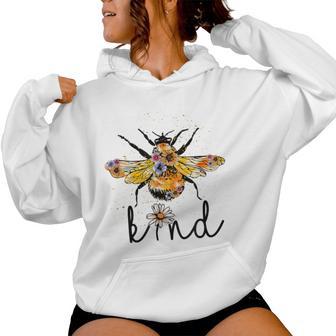 Cool Bee Kind Flower Bumble Bee Girls Women Hoodie - Thegiftio UK